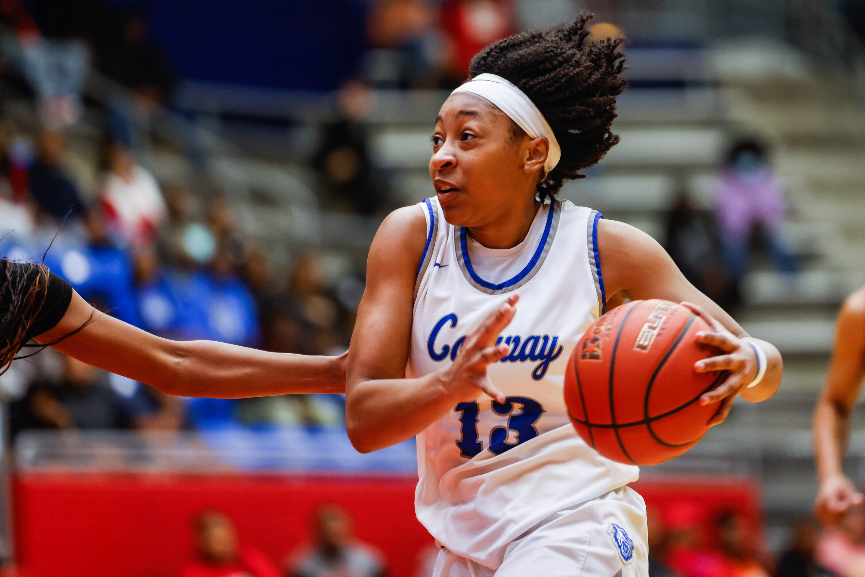 Conway Lady Cats Chloe Clardy (13) goes for a shot against Duncanville Pantherettes during...