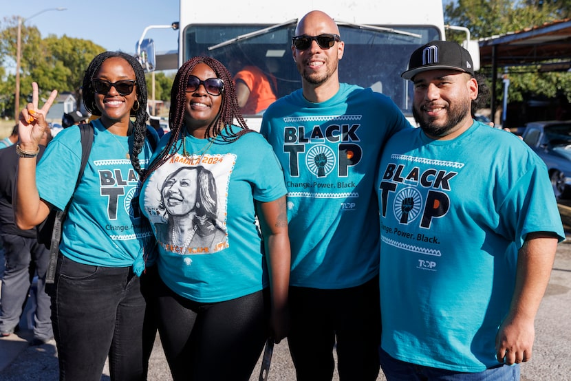 Brianna Brown, co-executive Director of Texas Organizing Project (from left), Patrice Jones,...