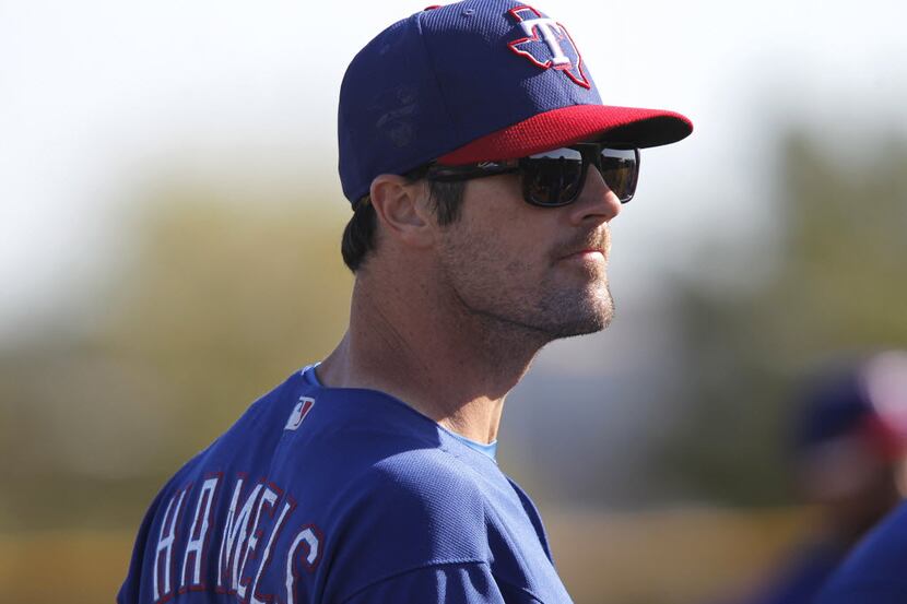 Texas Rangers pitcher Cole Hamels at spring training in Surprise, Ariz., on Thursday, Feb....