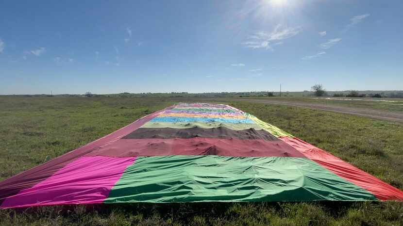 Tulsa artist Rachel Hayes' "Round the Bend" is a quilt-like fiber-art piece that will cover...
