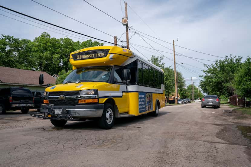 A DART bus drives down Nolte Drive, just north of the Tyler-Vernon transit station. The...