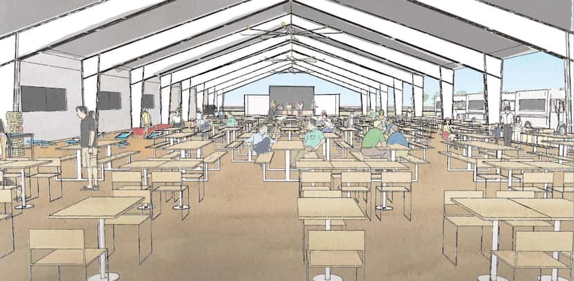 A rendering of The Athletic Club's dining area with food truck parking planned for...