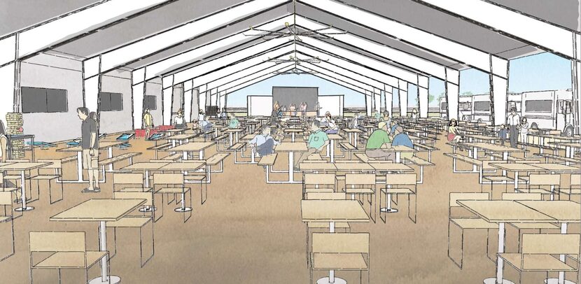 A rendering of The Athletic Club's dining area with food truck parking planned for...