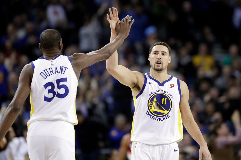 Warriors' Klay Thompson and Kevin Durant combined for 61 points against the Mavericks...