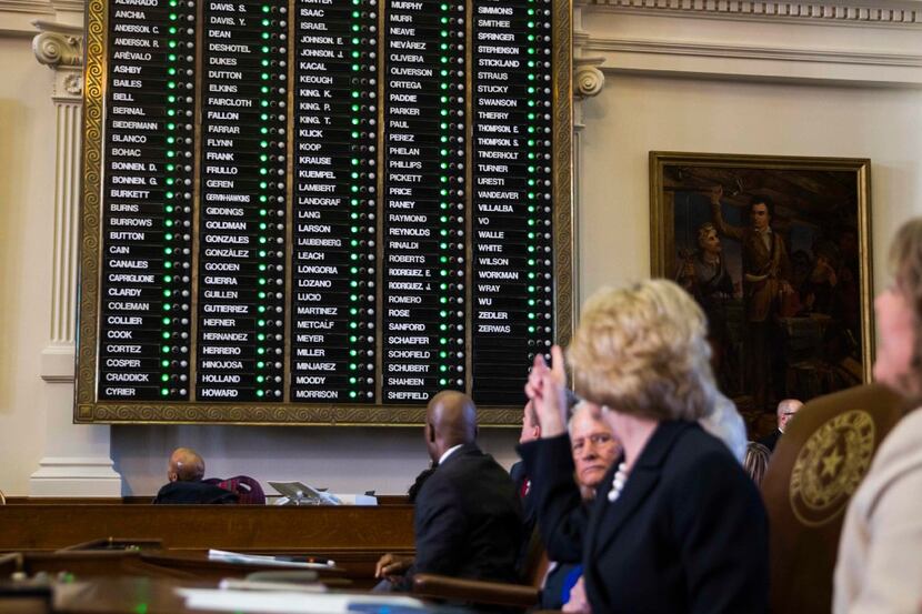 File photo of voting board in the Texas House at the Texas State Capitol in Austin, Texas.