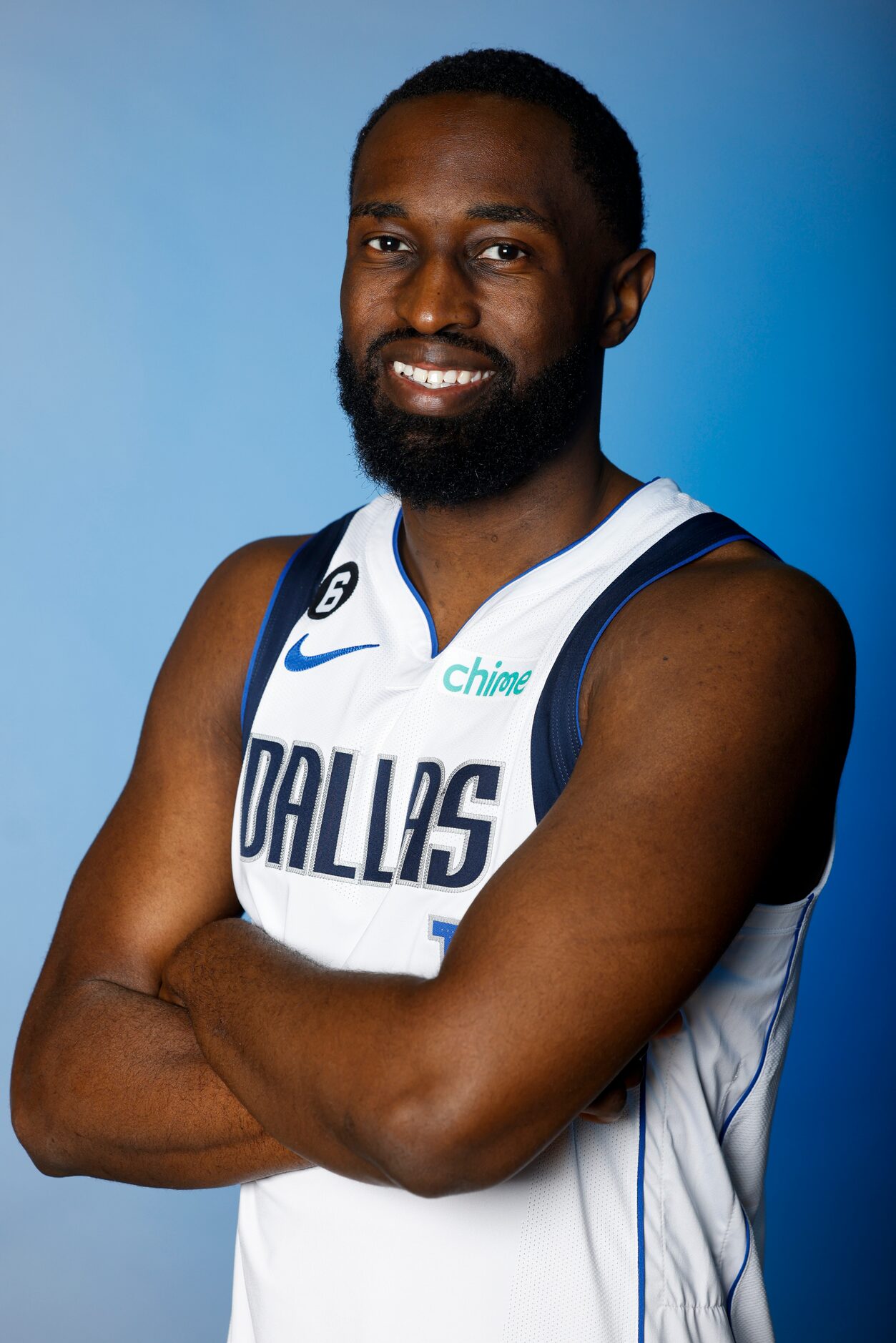 Dallas Mavericks’ Theo Pinson is photographed during the media day at American Airlines...