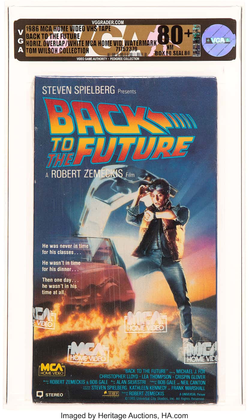 A 1986 VHS of "Back to the Future," owned by actor Tom Wilson, sold for $75,000 at Dallas'...