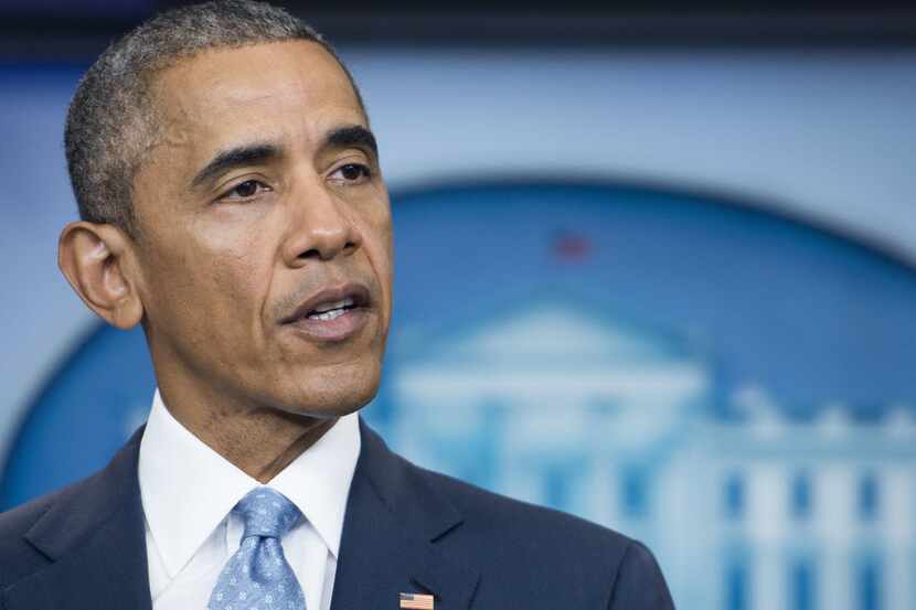 President Barack Obama speaks at a news conference at the White House about the shooting in...