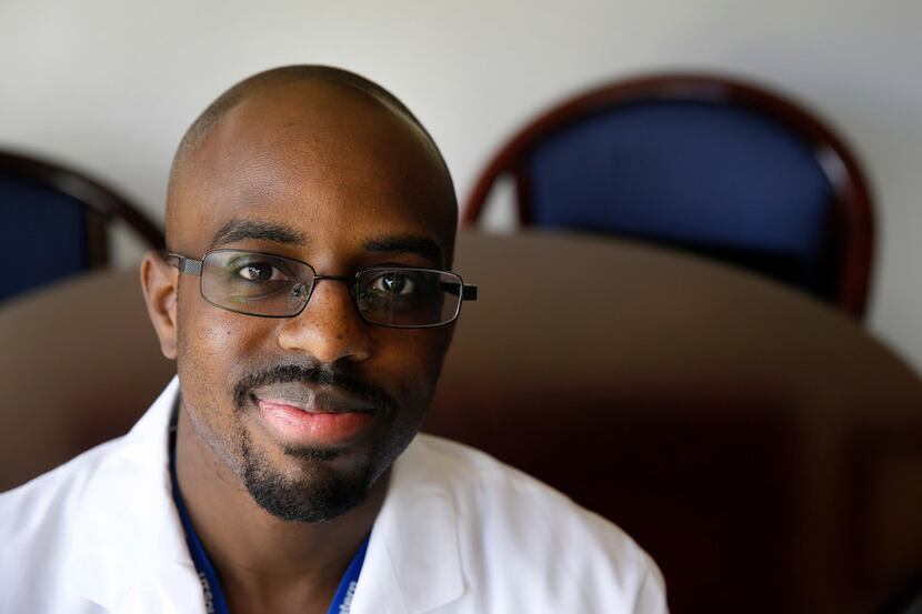 Dr. Dale Okorodudu, M.D. poses for a portrait at UT Southwestern Medical Center in Dallas on...