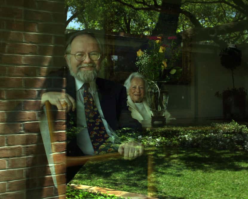 Margaret McDermott (right) and Rick Brettell, photographed in 2004 at McDermott's home in...