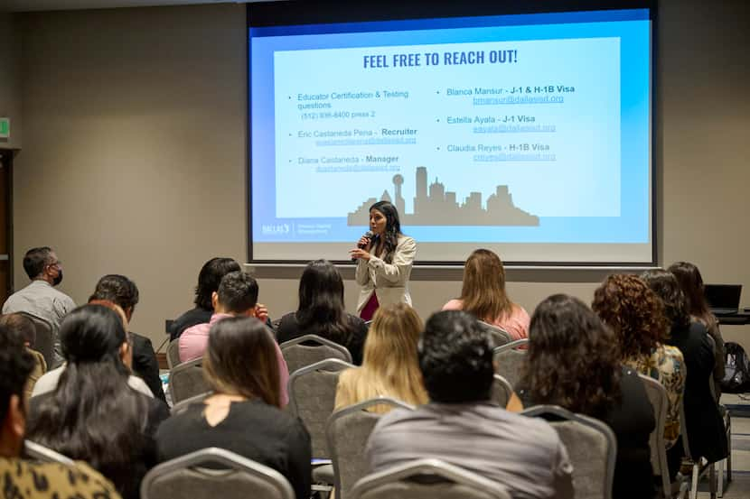 An unidentified Dallas ISD recruiter provides details about teaching jobs in Dallas to...