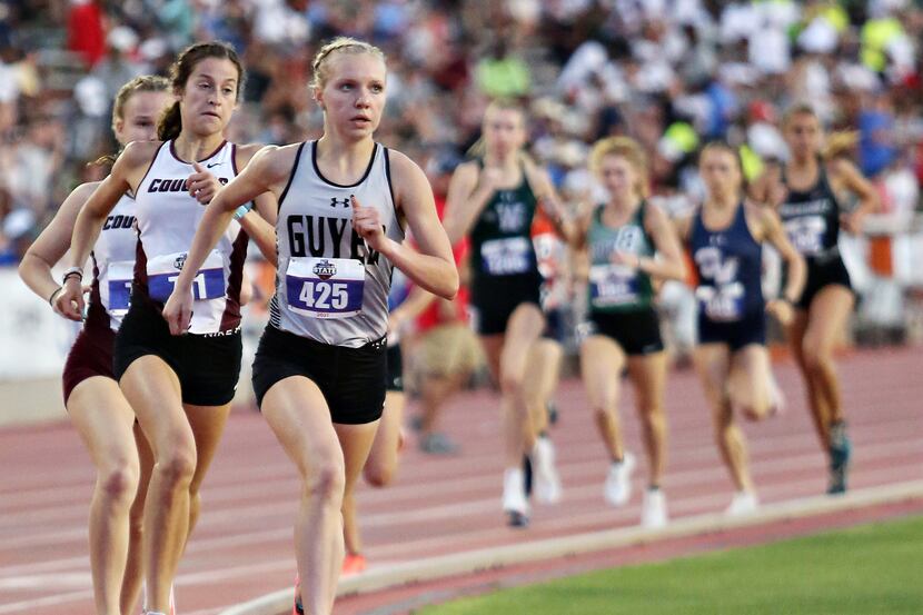 Denton Guyer's Brynn Brown competes in the 6A Girls 1600 meter run during the UIL state...