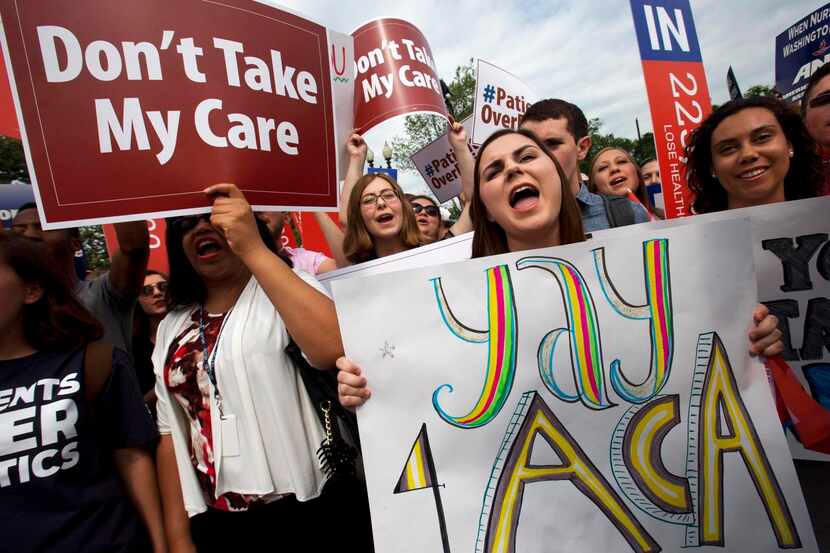 
Supporters of the Affordable Care Act reacted with cheers in Washington when the Supreme...
