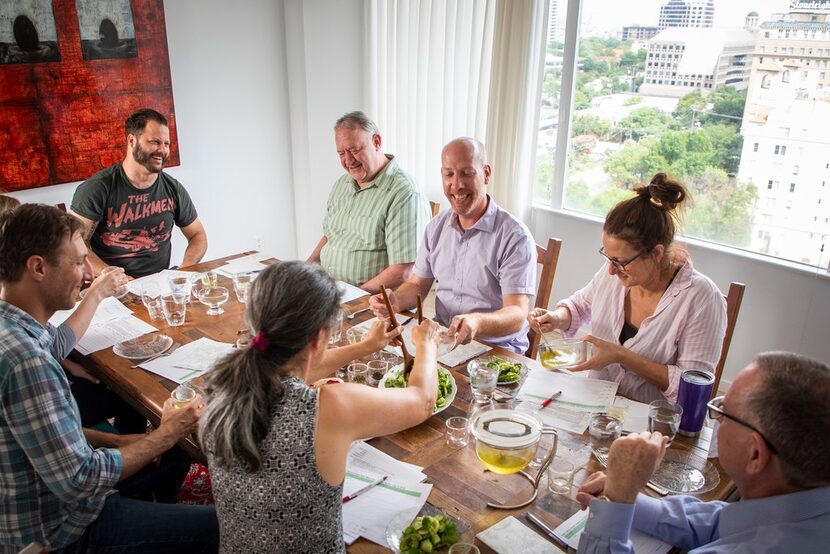 Chef Sharon Hage (top right) developed two recipes for the wine panel to pair with fine teas.