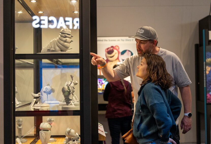 An exhibit at the Perot Museum showcases early character sketches and clay sculptures called...