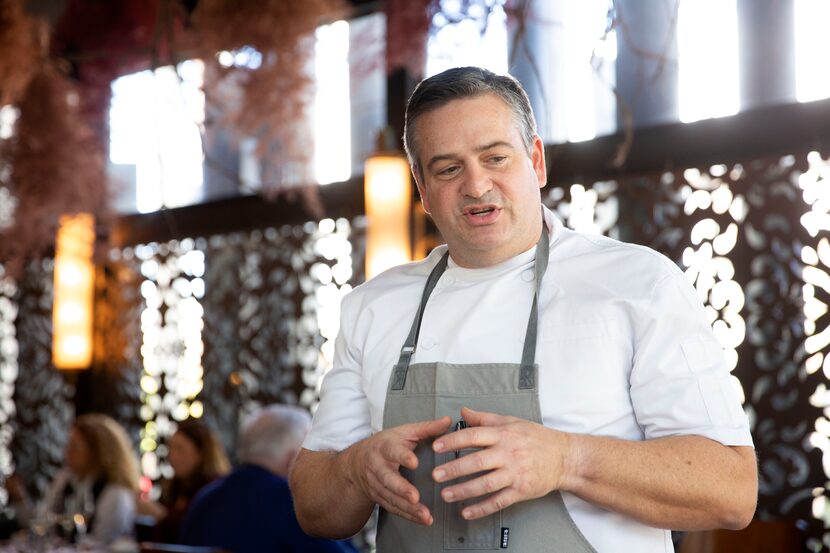 Chef Chad Martin of Grange Hall visited with guests at the EatDrinkInsider tea brunch.