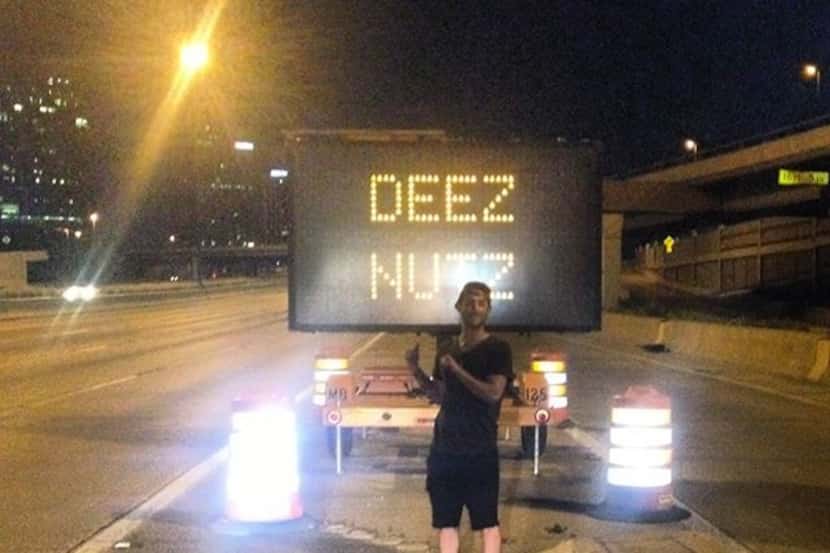  A sign on Central Expressway was changed overnight Monday with some colorful slang....
