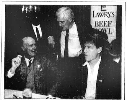 Cowboys coach Tom Landry and vice president Gill Brand chew the fat with UCLA's Troy Aikman...