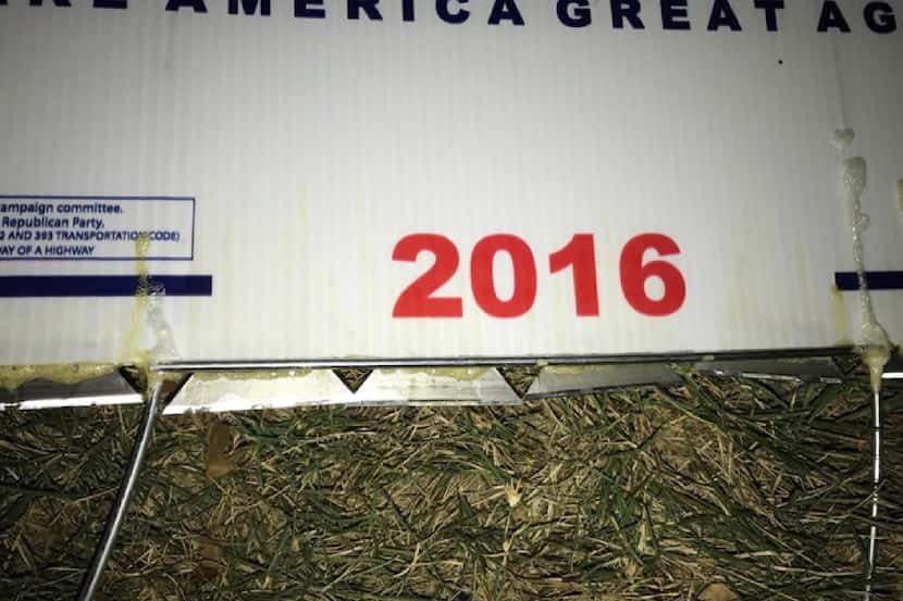 A man cut his hands on a Trump-Pence sign Tuesday after someone allegedly put box-cutter...