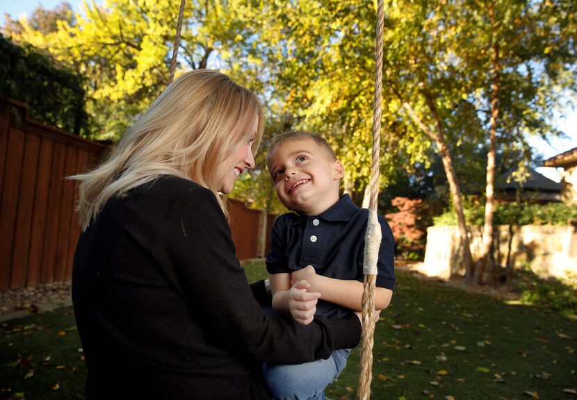 Amber Freed, with her 4-year-old son Maxwell at their Frisco home, says that in the worst...