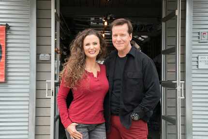 Audrey and Jeff Dunham are pictured outside Woodshed Smokehouse, as seen on "Incredible...