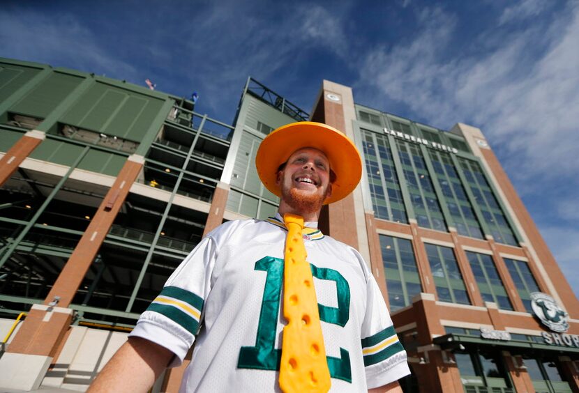 Packers fan Larry Harris wears a delightful ensemble for the Dallas Cowboys vs. the Green...