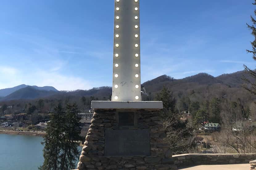 A lighted cross stands at a Methodist retreat area at Lake Junaluska in North Carolina.