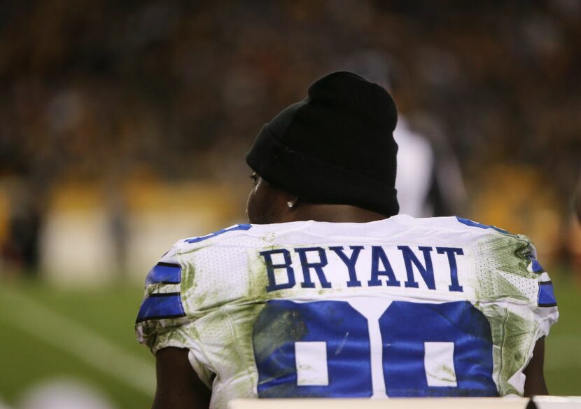 Dallas Cowboys wide receiver Dez Bryant (88) sits on the sideline in the third quarter at...