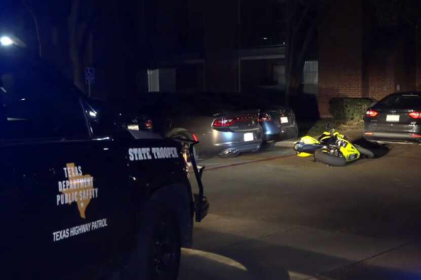 The chase ended when the suspect abandoned the motorcycle at an apartment complex in the...