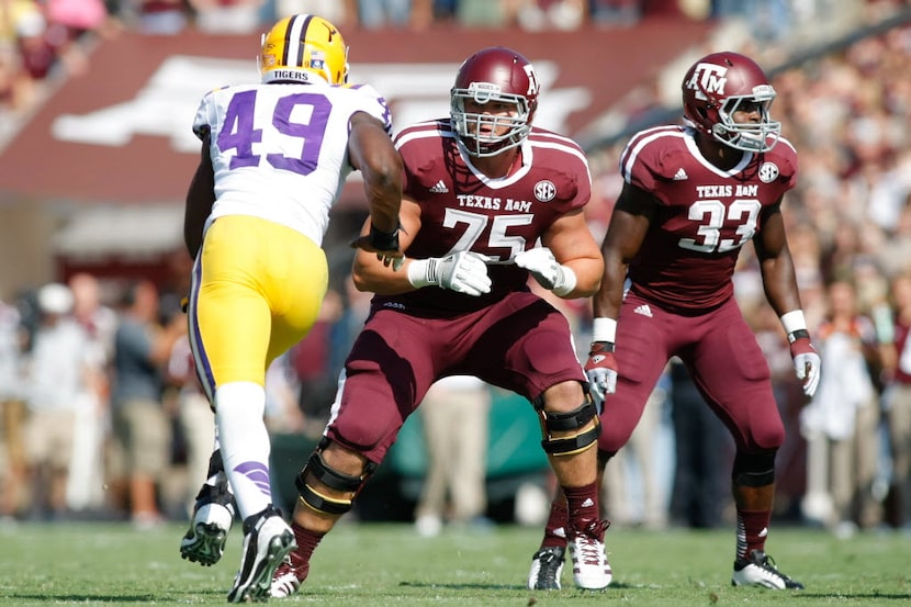 Oct 20, 2012; College Station, TX, USA; Texas A&M Aggies offensive linesman Jake Matthews...