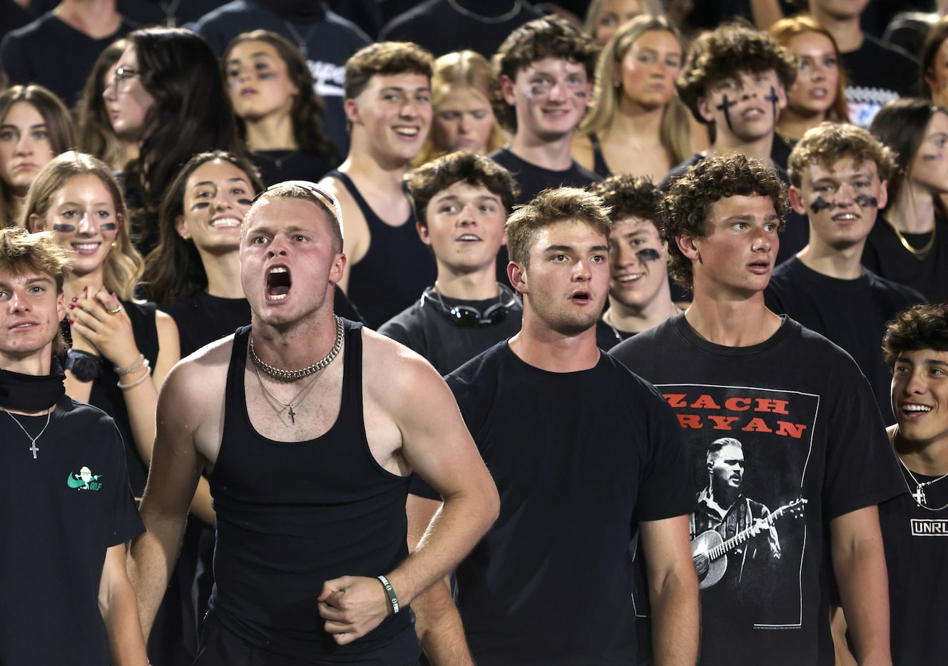 Prosper fans boo a flag against their team during the Prosper High School at Allen High...