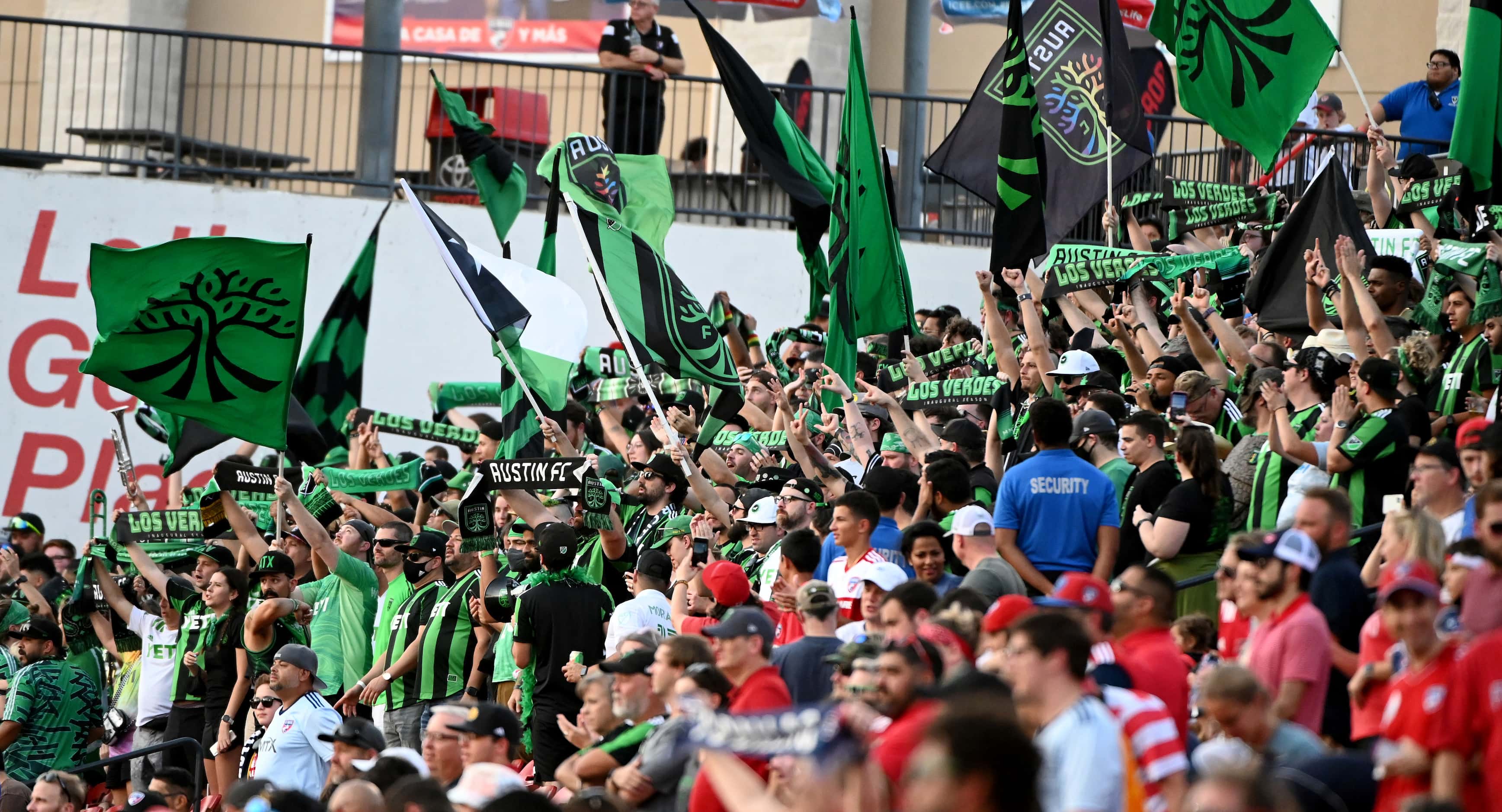 Austin FC fans in the first half during an MLS match between FC Dallas and Austin FC,...