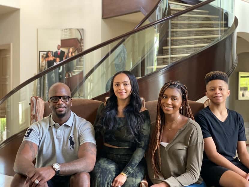 Former NBA player Jermaine O'Neal and his family pose for a portrait. From left are...