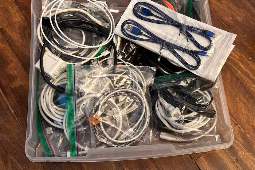 Jim Rossman's box of unused cables looks pretty organized, but when it gets full, he cleans...