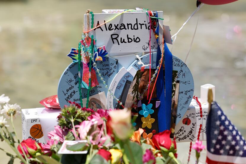 A memorial for Robb Elementary School shooting victim Alexandria “Lexi” Aniyah Rubio, 10, at...