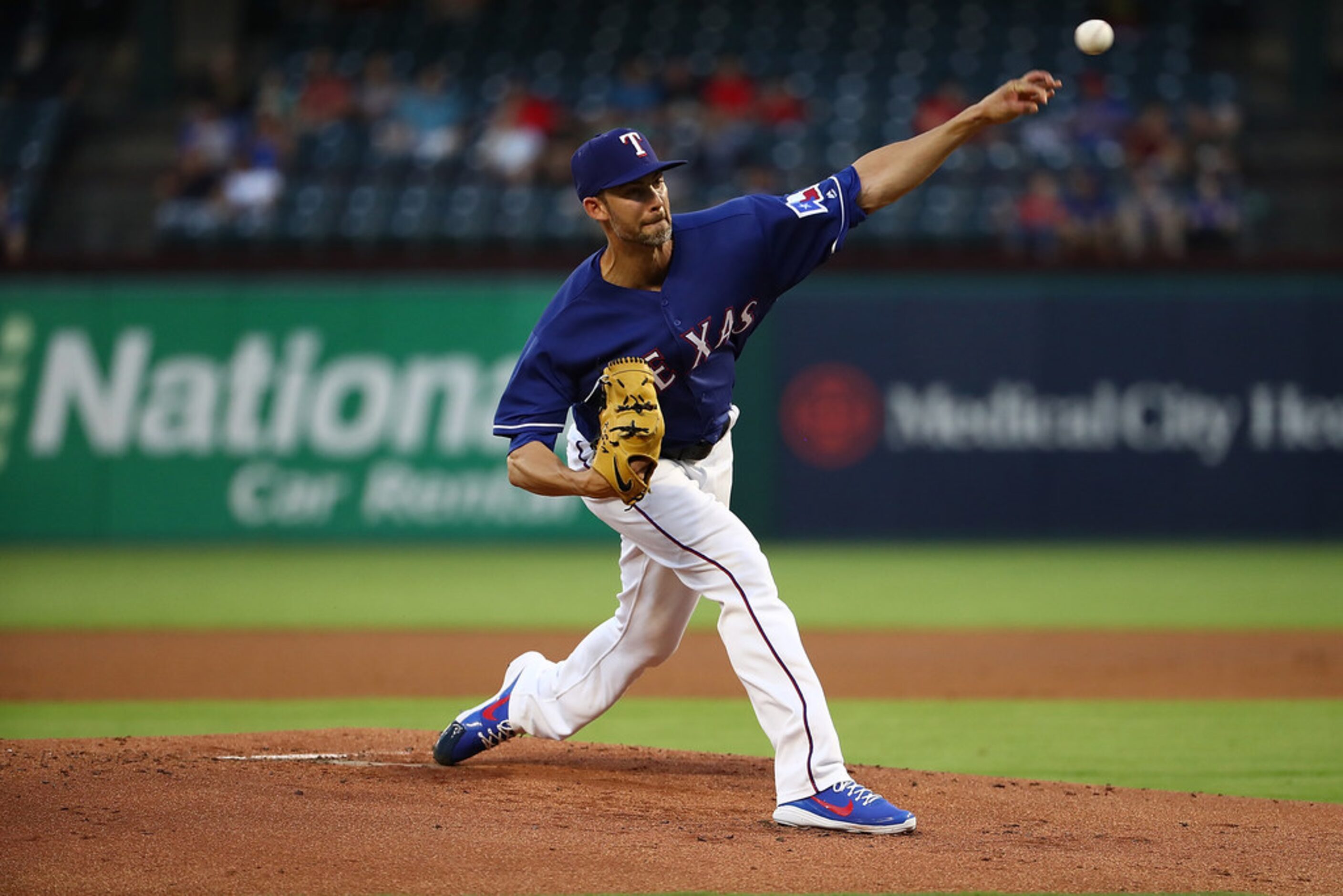 ARLINGTON, TX - SEPTEMBER 04:  Mike Minor #36 of the Texas Rangers throws against the Los...