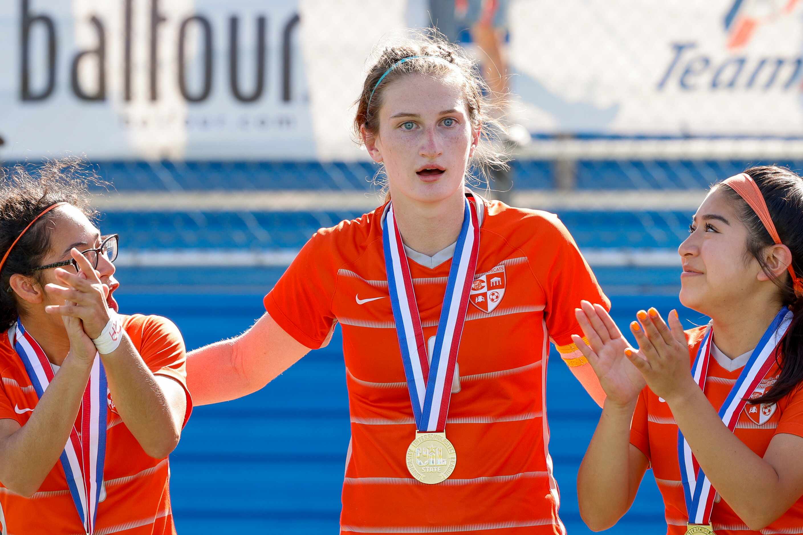 Celina forward Taylor Zdrojewski (16) reacts after being announced as championship MVP after...