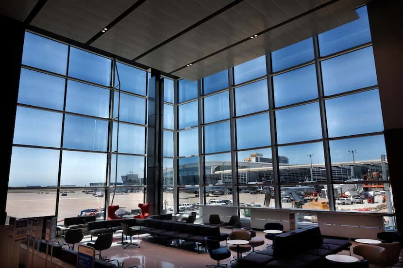 The main waiting area in the Terminal D Extension overlooks the international gates at...