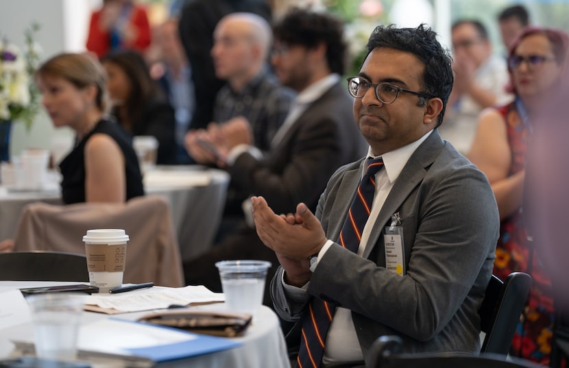 U.S. Rep Asan Ramzanali at a presentation at Ericsson's 5G plant in Lewisville, Texas on May...