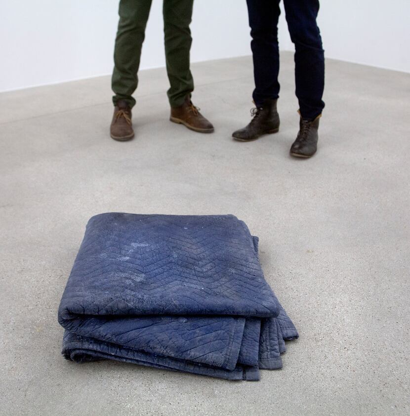 Interior detail with Weighted Blankets, 2019, cast cement by Shelby David Meier 