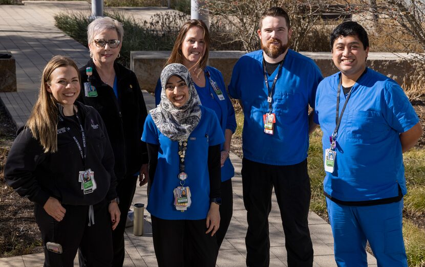 From left, Hannah Ramsey, ECMO specialist; Teresa Taylor, director of nursing; Fara Ajani,...