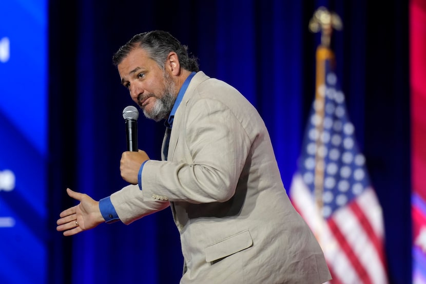 Sen. Ted Cruz, R-Texas, gestures while speaking at the Conservative Political Action...