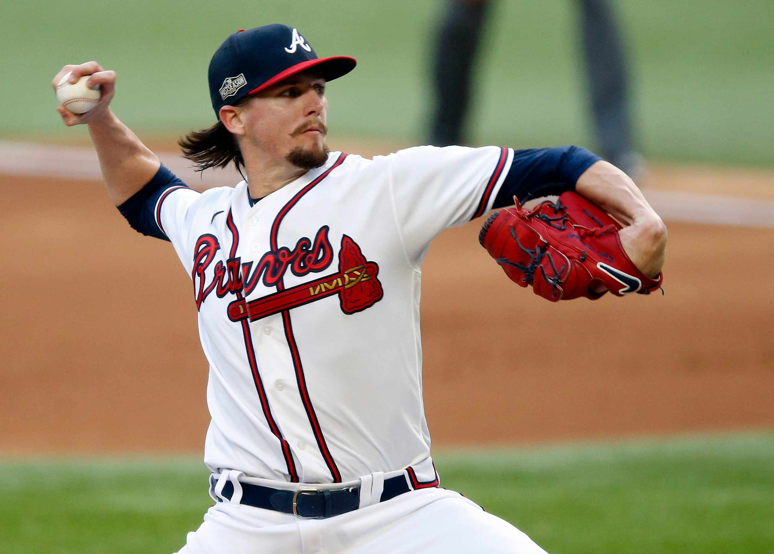 Atlanta Braves starting pitcher Kyle Wright (30) throws during the first inning against the...