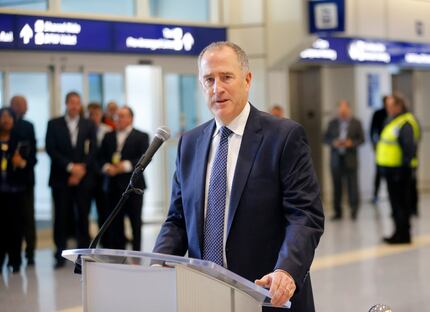 DFW Airport CEO Sean Donohue spoke before a ribbon-cutting to celebrate the newly renovated...