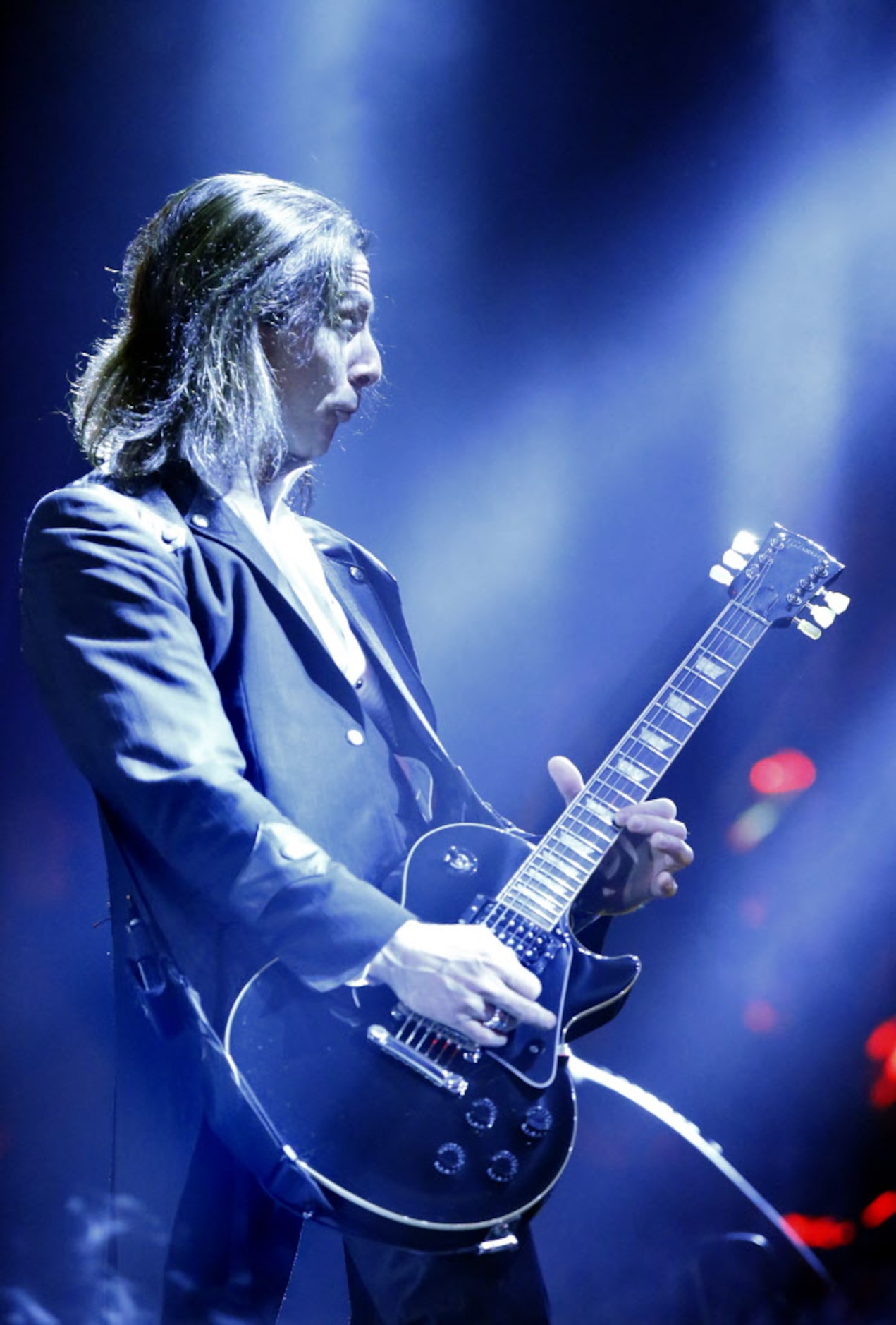 The Trans Siberian Orchestra guitarist Al Pitrelli performs at the American Airlines Center...