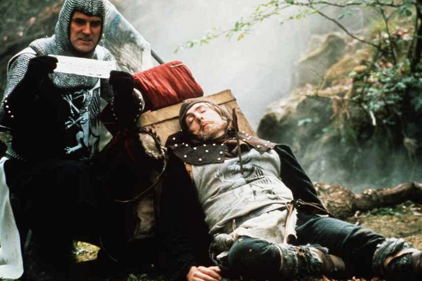 John Cleese and Eric Idle in Monty Python and the Holy Grail.
