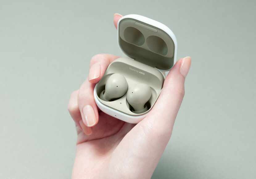 The Samsung Galaxy Buds 2 with charging case.