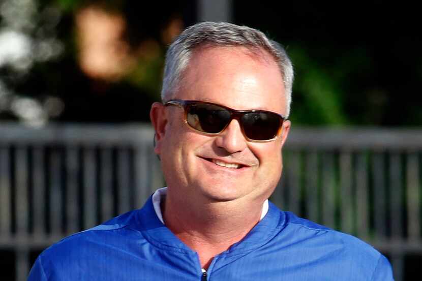 FILE - SMU head coach Sonny Dykes sports a smile at the onset of team drills. The Mustangs...