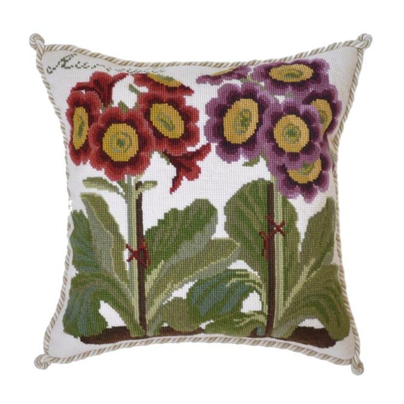 
Primrose needlepoint pillow from English retailer Elizabeth Bradley. The English call...