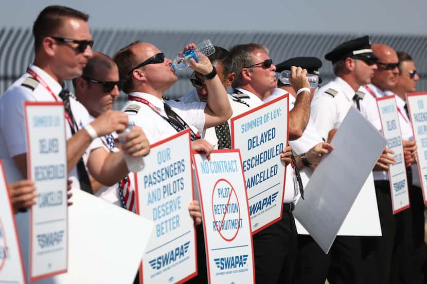 Southwest Airlines pilots picketed last summer outside Dallas Love Field over protracted...